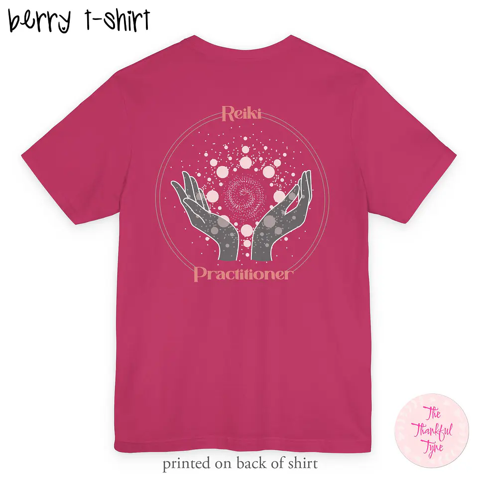 Camiseta de Praticante de Reiki, Rosa – Camiseta de Cura Energética, Estampa nas Costas 6