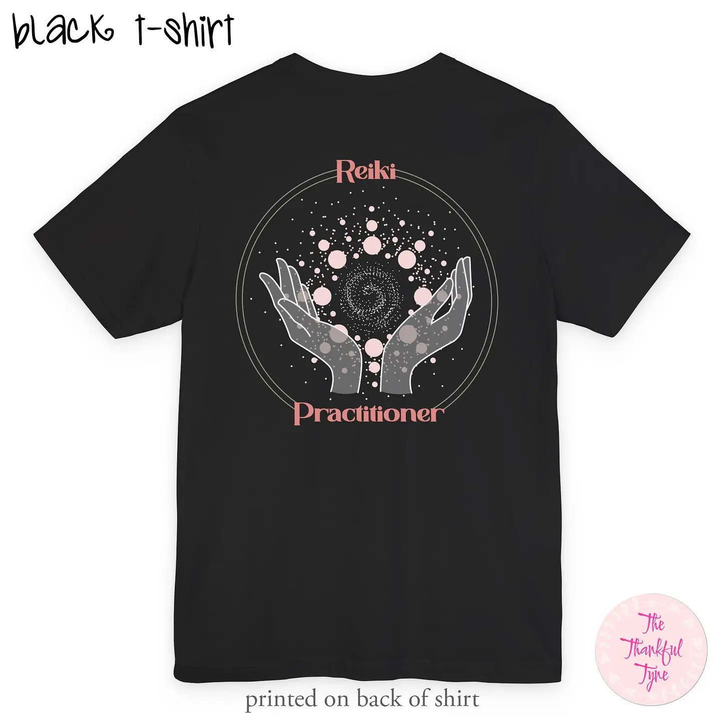 Camiseta de Praticante de Reiki, Rosa – Camiseta de Cura Energética, Estampa nas Costas 9