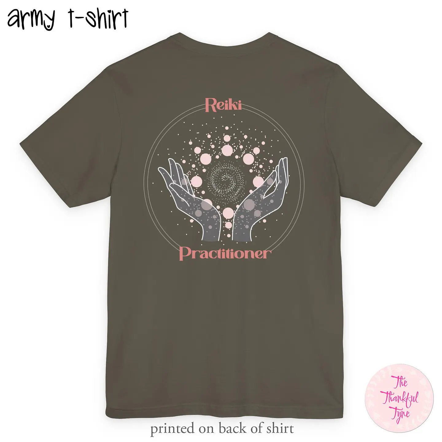 Camiseta de Praticante de Reiki, Rosa – Camiseta de Cura Energética, Estampa nas Costas 10