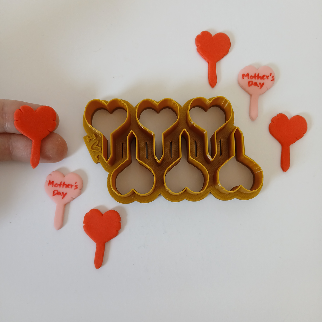 Cortador de 6 Toppers Coração para Cupcakes 1