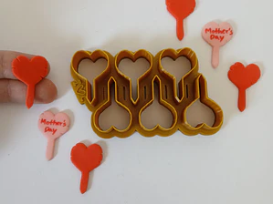 Cortador de 6 Toppers Coração para Cupcakes