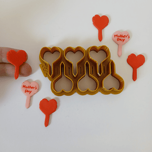 Cortador de 6 Toppers Coração para Cupcakes