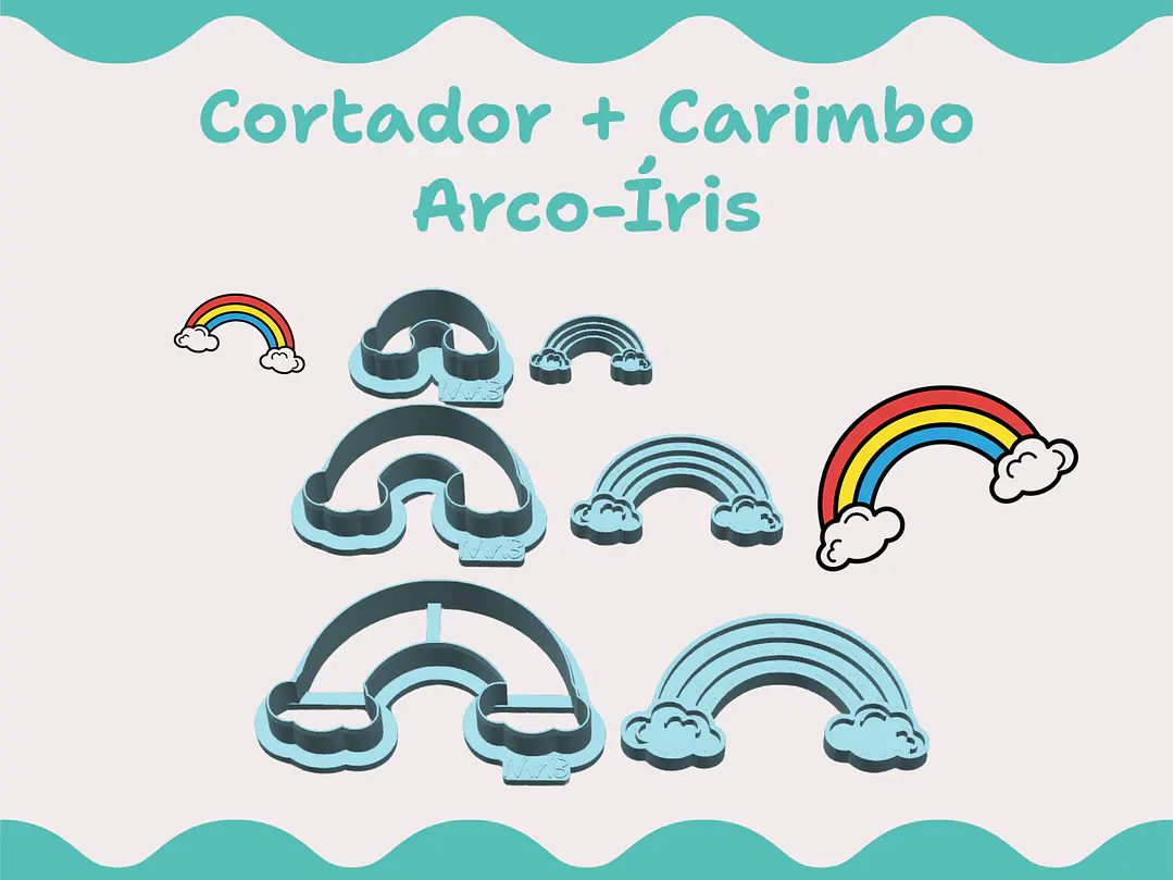 Cortador + Carimbo Arco-íris - vários tamanhos 1