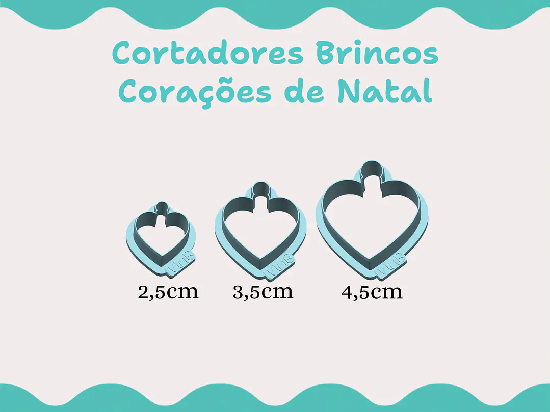 Cortador Brincos Coração de Natal - vários tamanhos 1