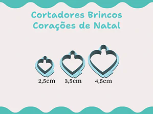 Cortador Brincos Coração de Natal - vários tamanhos