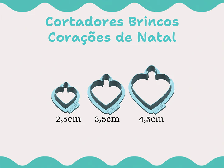 Cortador Brincos Coração de Natal - vários tamanhos 1