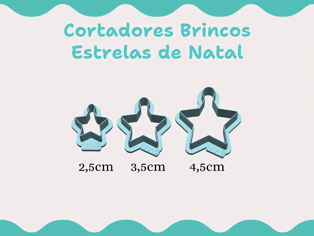 Cortador Brincos Estrela de Natal - vários tamanhos 1