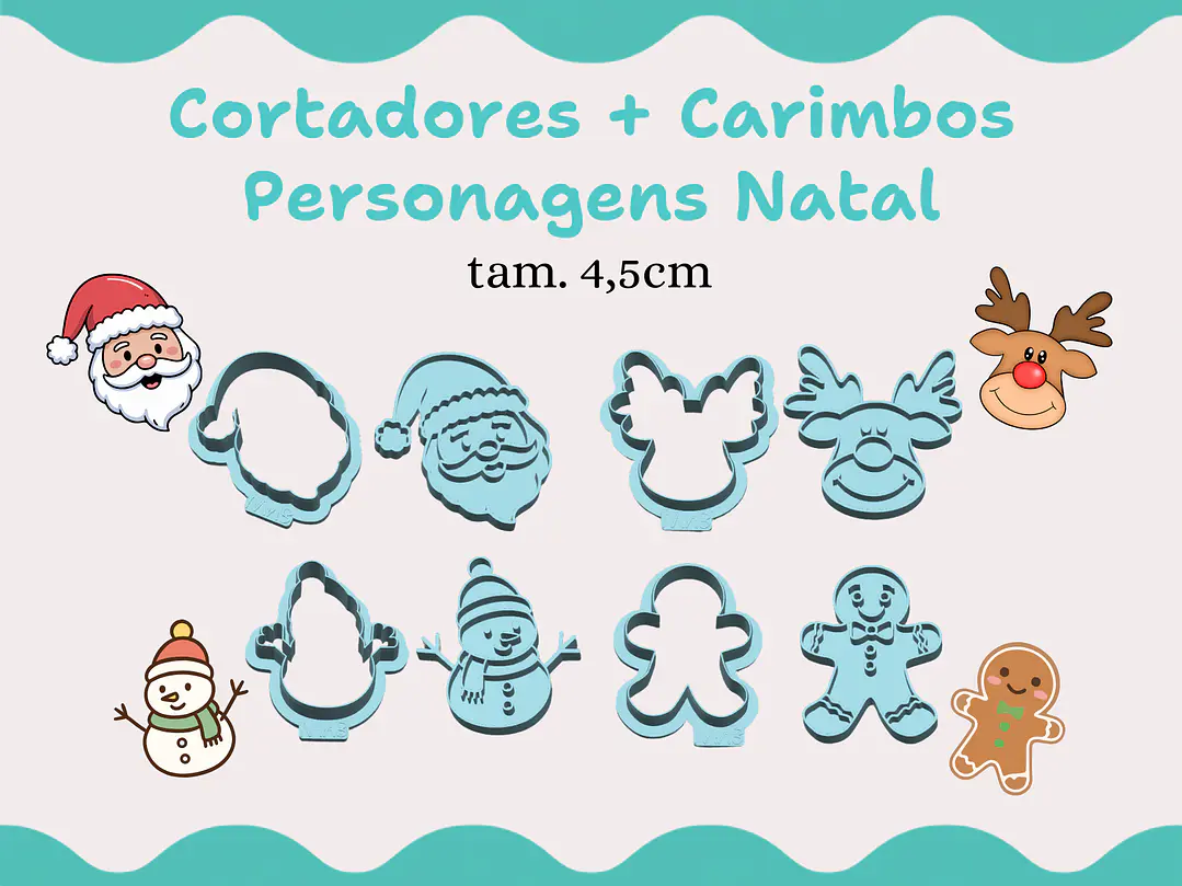 Cortadores + Carimbos Personagens Natal 1