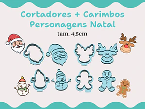 Cortadores + Carimbos Personagens Natal