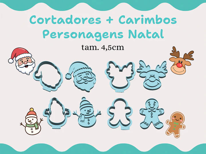 Cortadores + Carimbos Personagens Natal 1