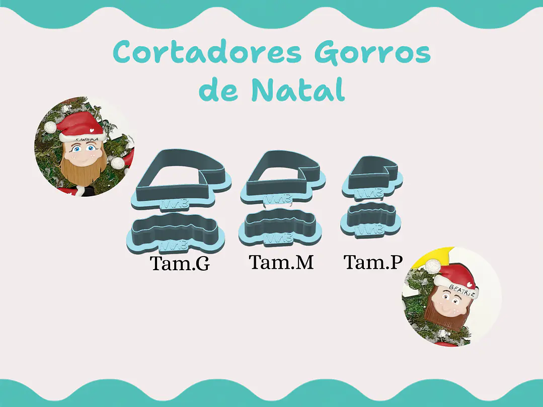 Cortadores Gorro de Natal Bipartidos - vários tamanhos 1