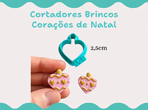 Cortador Brincos Coração de Natal - vários tamanhos