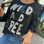 Polera Manga Larga Oversize Wild and Free