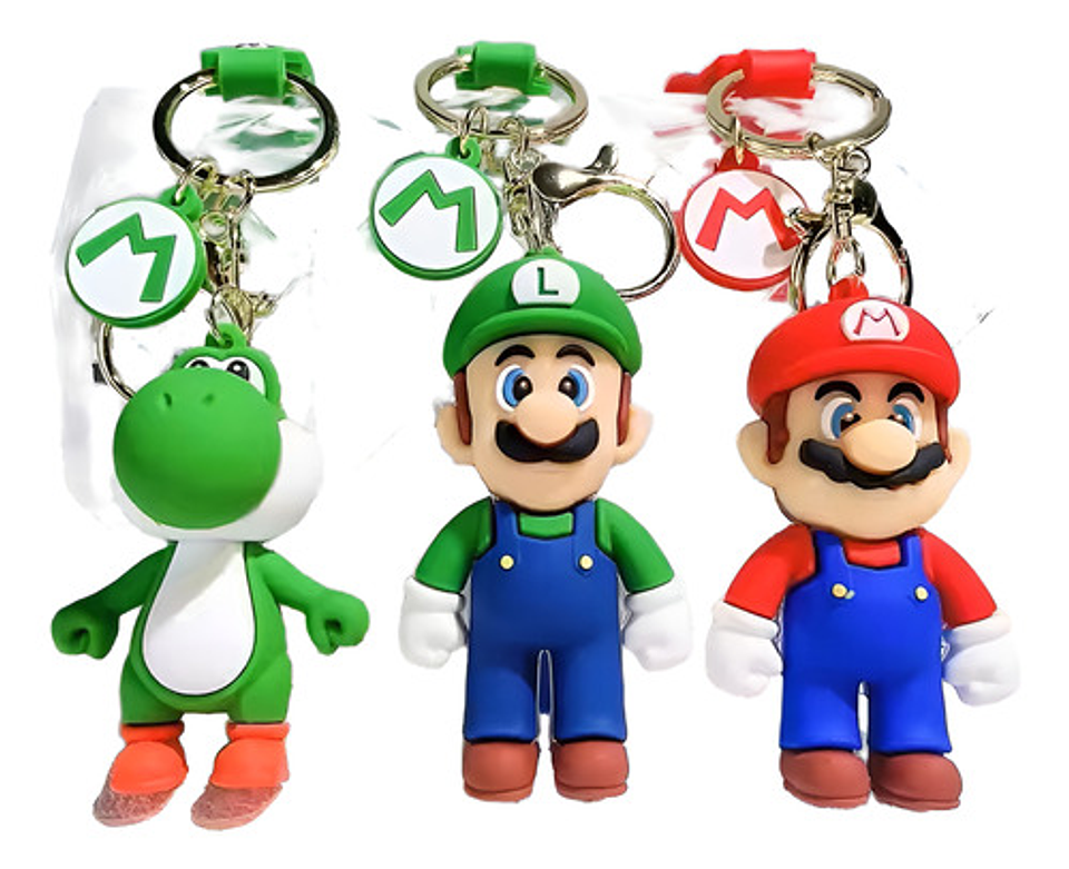 4 Llaveros Super Mario Bros, Goma Suave De Pvc 1