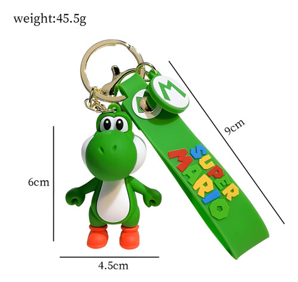 Llaveros Yoshi, 5 colores, Goma Suave De Pvc 3