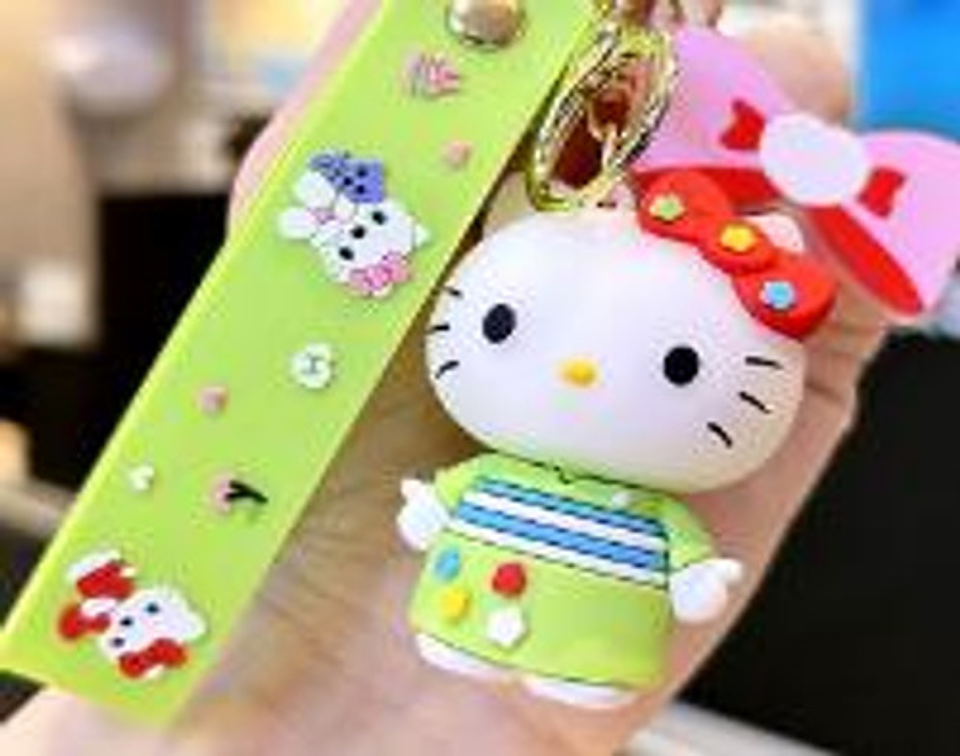 8 Llaveros De Hello Kitty, Goma Suave De Pvc, Disfraces 3