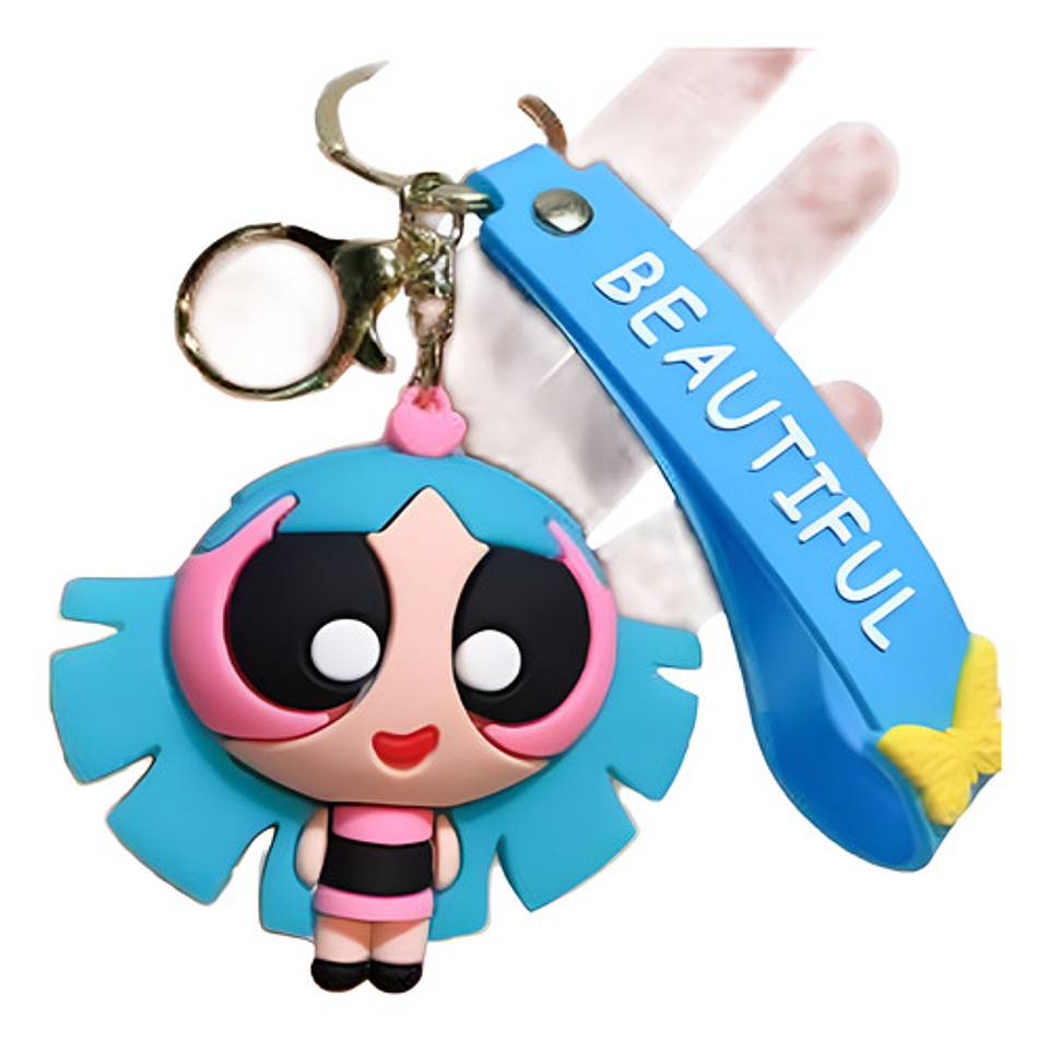 4 Llaveros Chicas Super Poderosas, Goma Suave De Pvc 3