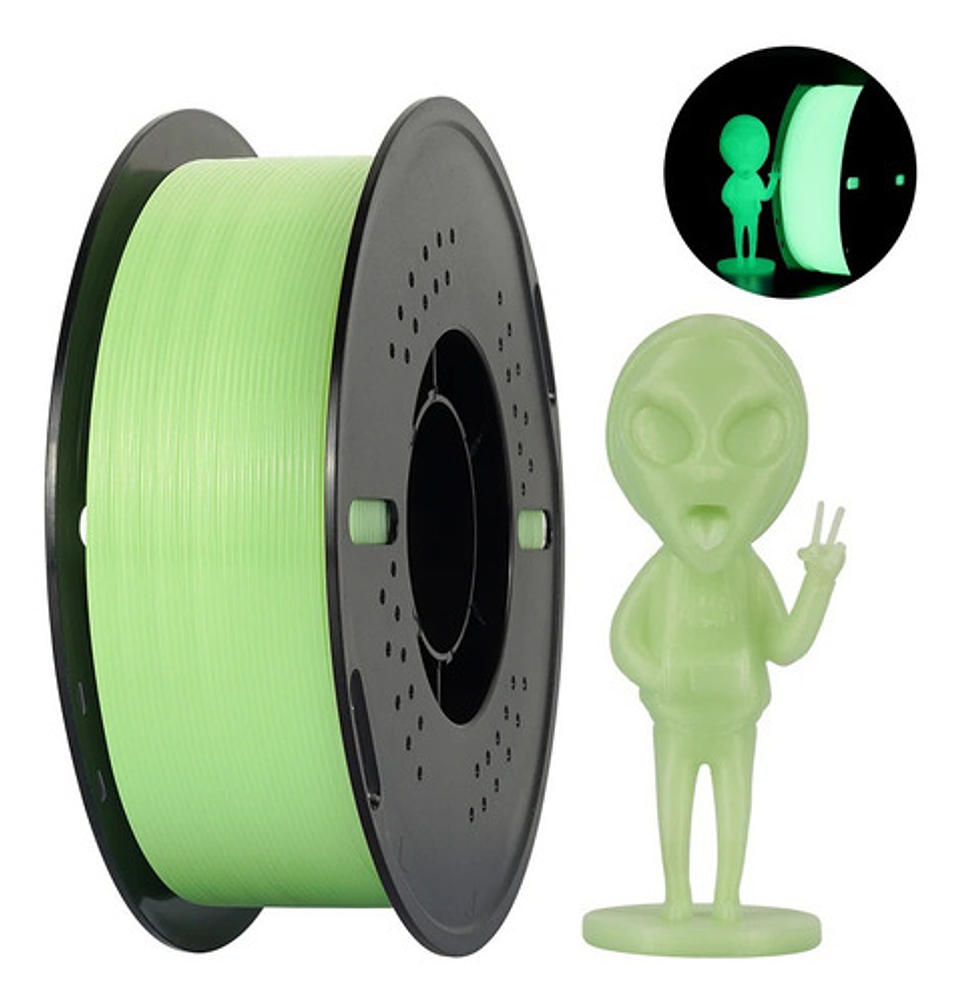 Filamento Pla Luminoso 1.75mm 1kg Kingroon Para Impresora 3d Verde Luminoso 1