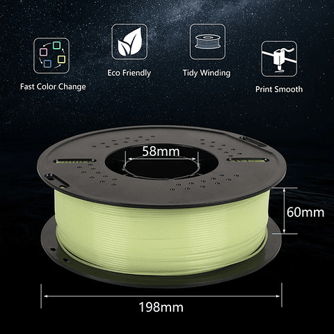 Filamento Pla Luminoso 1.75mm 1kg Kingroon Para Impresora 3d Verde Luminoso