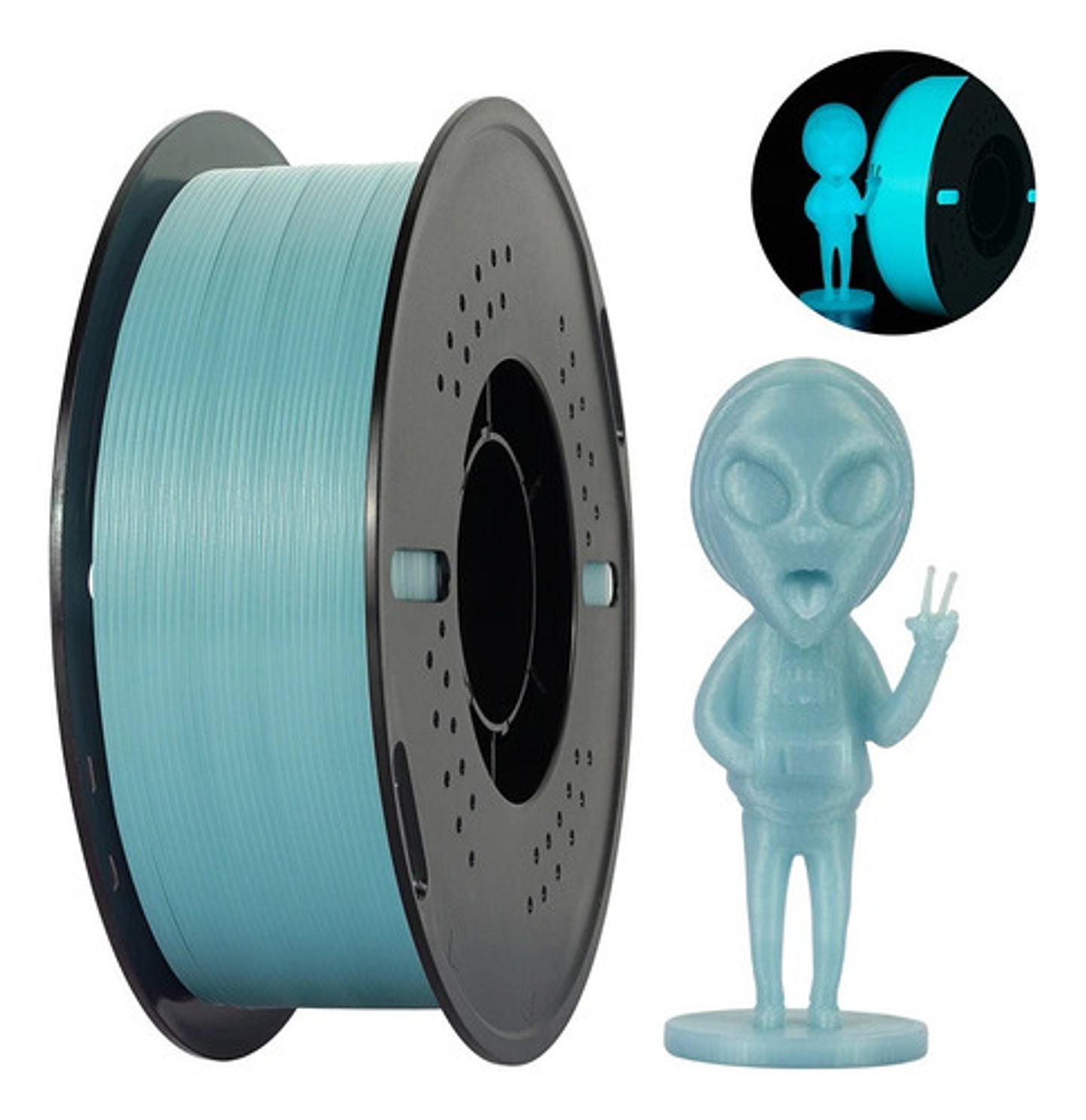 Filamento Pla Luminoso 1.75mm 1kg Kingroon Para Impresora 3d Azul Luminoso 1