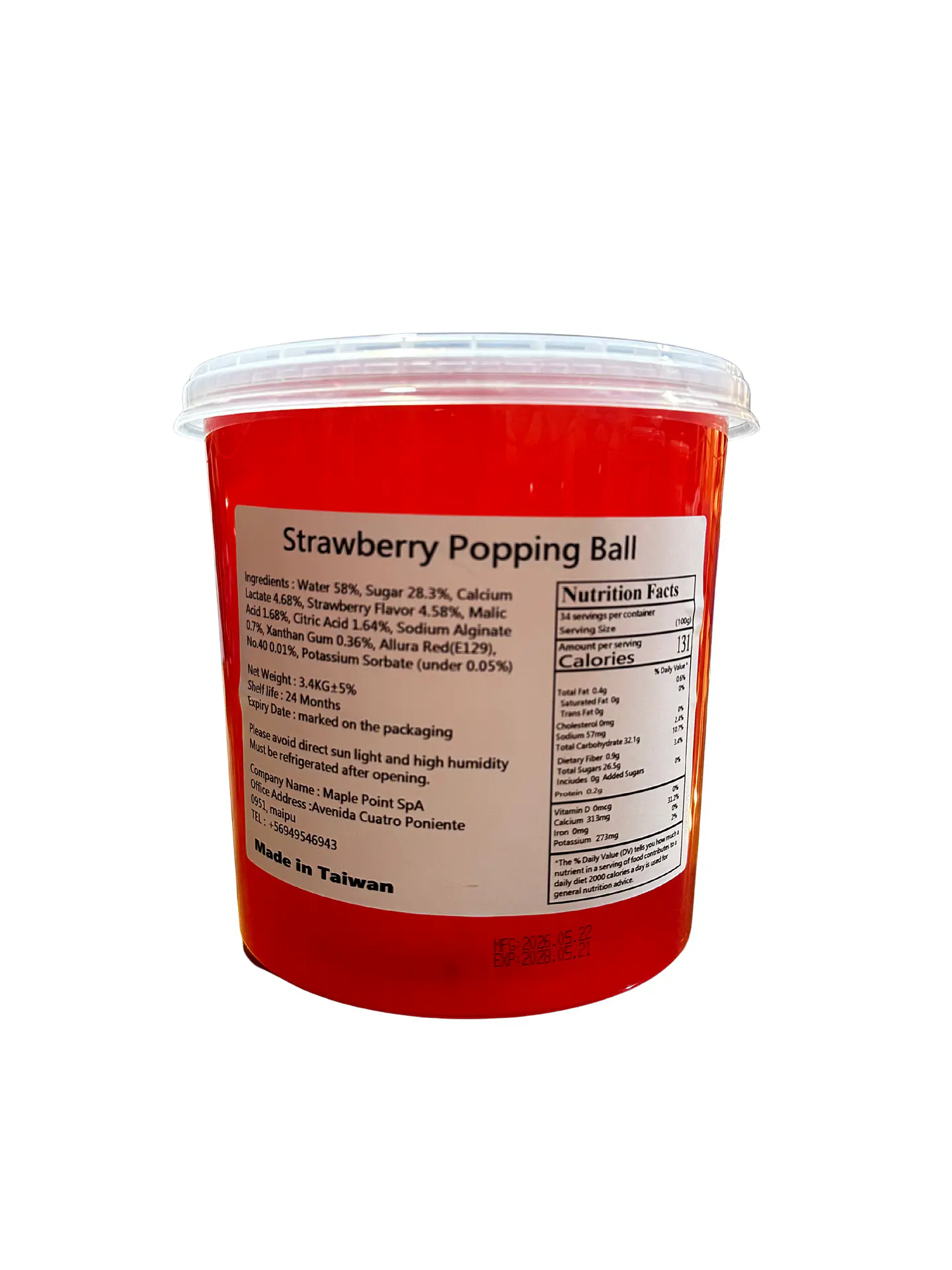 Perlas Popping Boba 3.4kg Frutilla 1