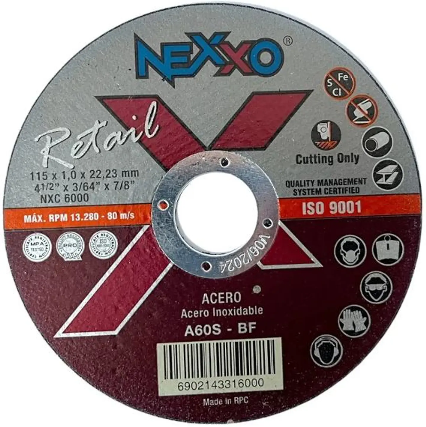 DISCO CORTE 4 1/2 X 1 MM INOXIDABLE NEXXO 1