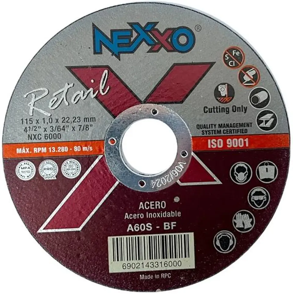 DISCO CORTE 4 1/2 X 1 MM INOXIDABLE NEXXO 1