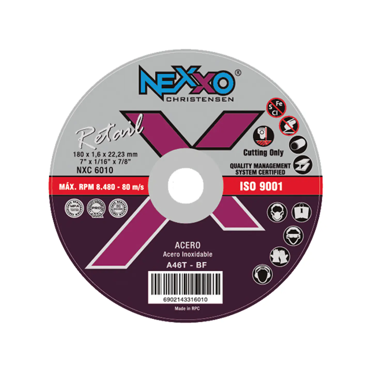 DISCO CORTE 7 X 1.6 MM INOXIDABLE NEXXO 1
