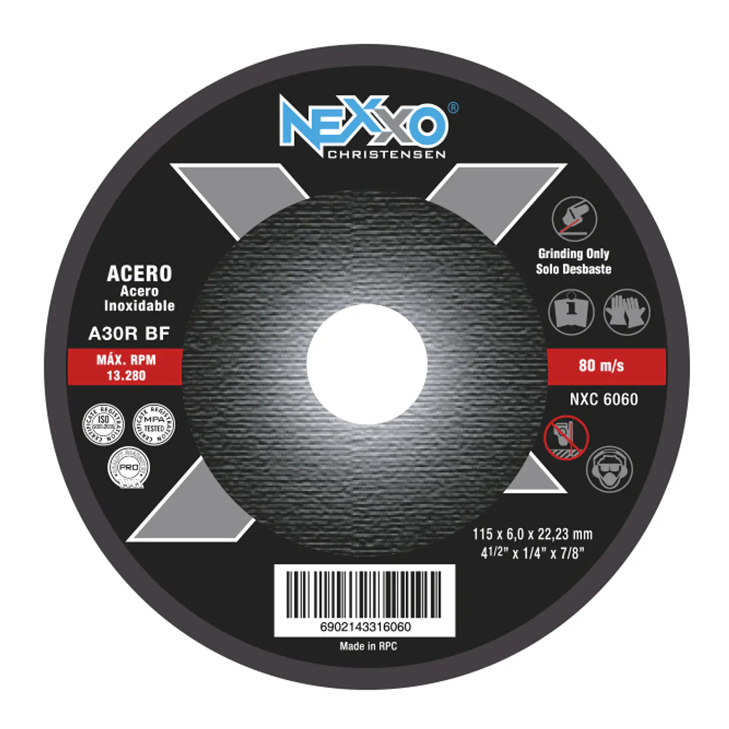 DISCO DESBASTE 4 1/2 X 6 MM INOXIDABLE NEXXO 1