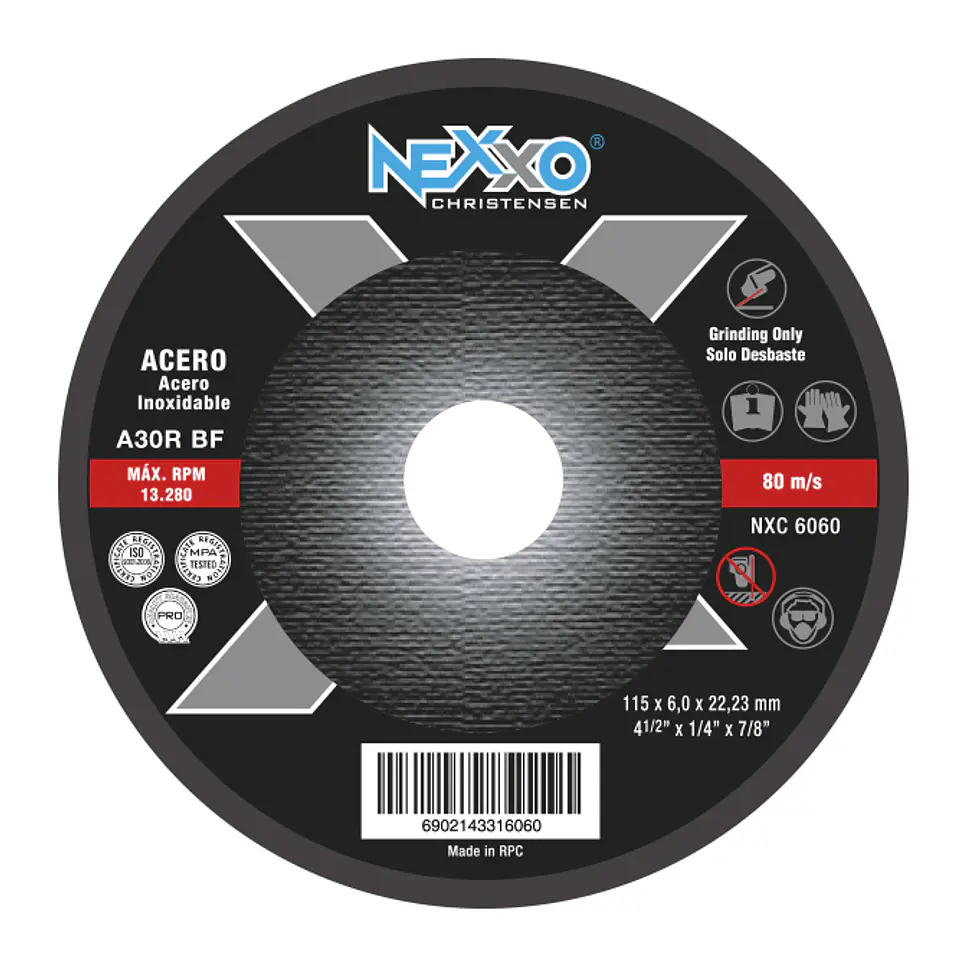 DISCO DESBASTE 4 1/2 X 6 MM INOXIDABLE NEXXO 1