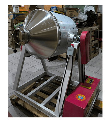 Mezcladora de polvo solidos bicono inoxidable #200L r4m con valvula mariposa tambor doble cono biconico