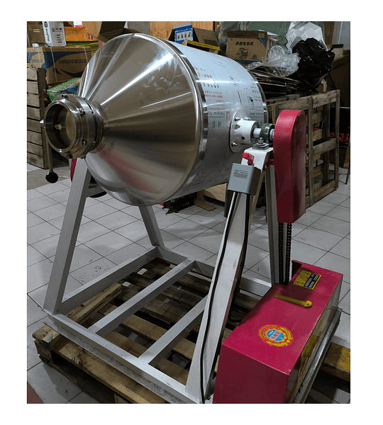 Mezcladora de polvo solidos bicono inoxidable #200L r4m con valvula mariposa tambor doble cono biconico