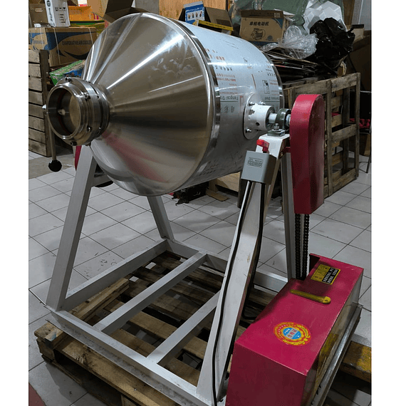 Mezcladora de polvo solidos bicono inoxidable #200L r4m con valvula mariposa tambor doble cono biconico