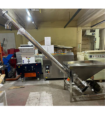 Transportador sin fin con tolva acero inoxidable 2m 220V r3m rosco tornillo helicoidal inclinado (granos granulos polvo solidos)