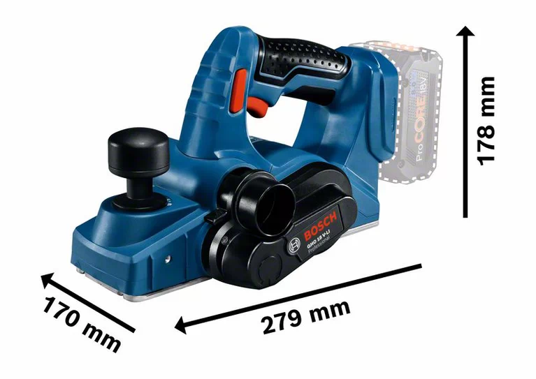 Cepillo Inalámbrico 82MM GHO 18v-LI Bosch Kit Baterías 4,0ah opcionales 6
