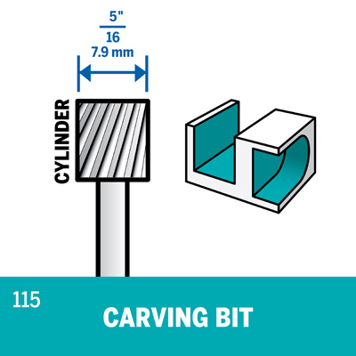 Fresa Alta Velocidad Cilíndrica 2pcs P/Tallado 115 Dremel 2