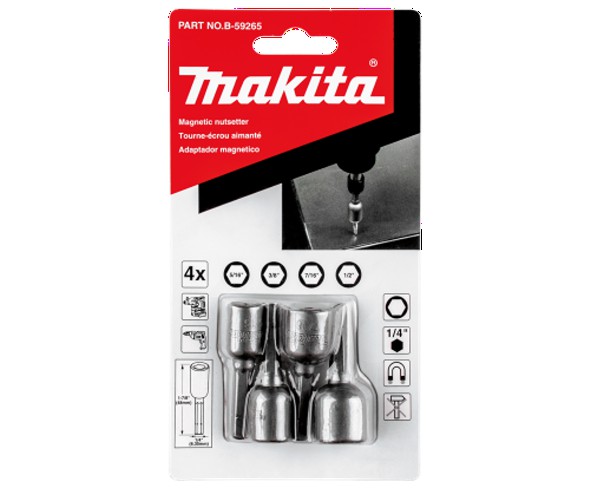 Set 4 Pcs Adaptadores Magnéticos Hex. B-59265 Makita 1