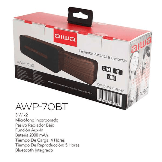 Parlante Bluetooth madera AWP-70BT Aiwa