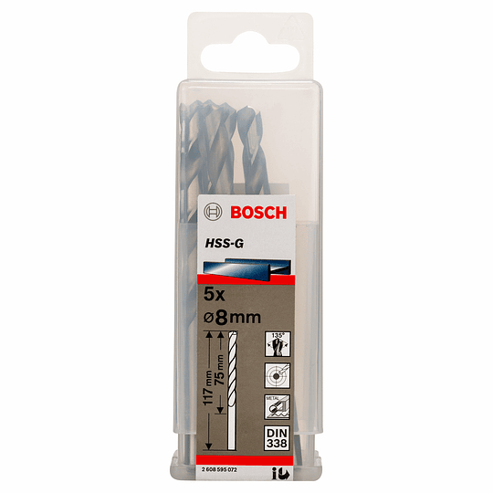 Pack 5 brocas de Acero carbono Desde 8mm - 13mm HSS-G Bosch