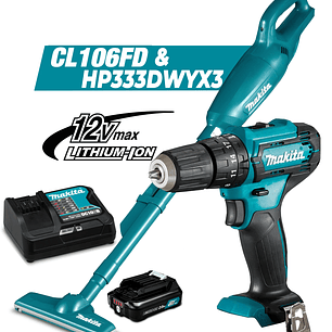 Kit Aspiradora + Taladro Percutor Inalámbrico 12v Max CL106FDZ-2 Makita