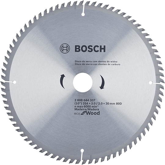 cheque encanto he equivocado Disco sierra circular Eco Madera 10 80D 2608644337 Bosch