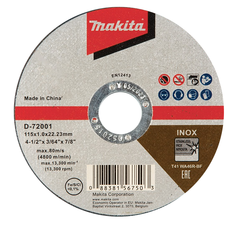 Disco Abrasivo Corte Acero Inox 4-1/2″  10-500 unidades D-72001 Makita 1