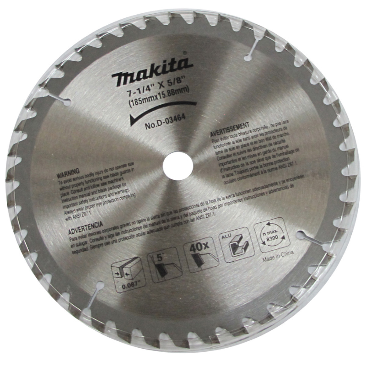Disco 7 1/4'' 40D Aluminio D-03464 Makita 1