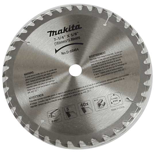 Disco 7 1/4'' 40D Aluminio D-03464 Makita