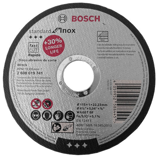 Disco de corte Acero Standard For Inox 4 1/2