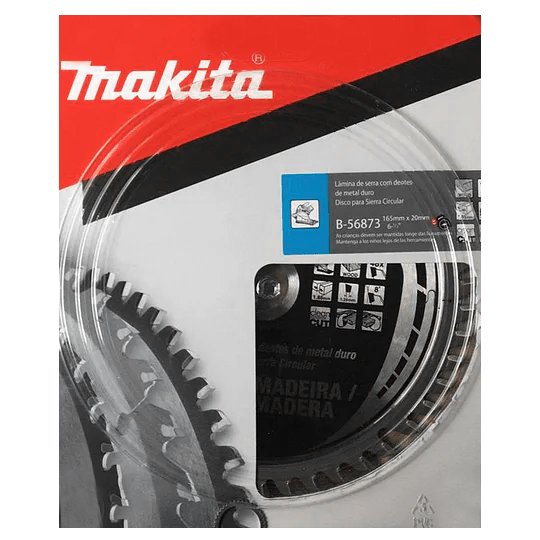 Disco sierra 165mm x 20mm Madera para SP600D B-56873 Makita 1