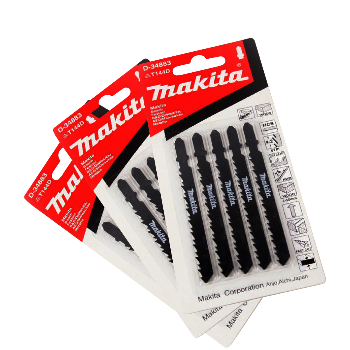 Pack 3 set 5 pcs Hoja Calar madera / pvc 74mm D-34883 Makita 1