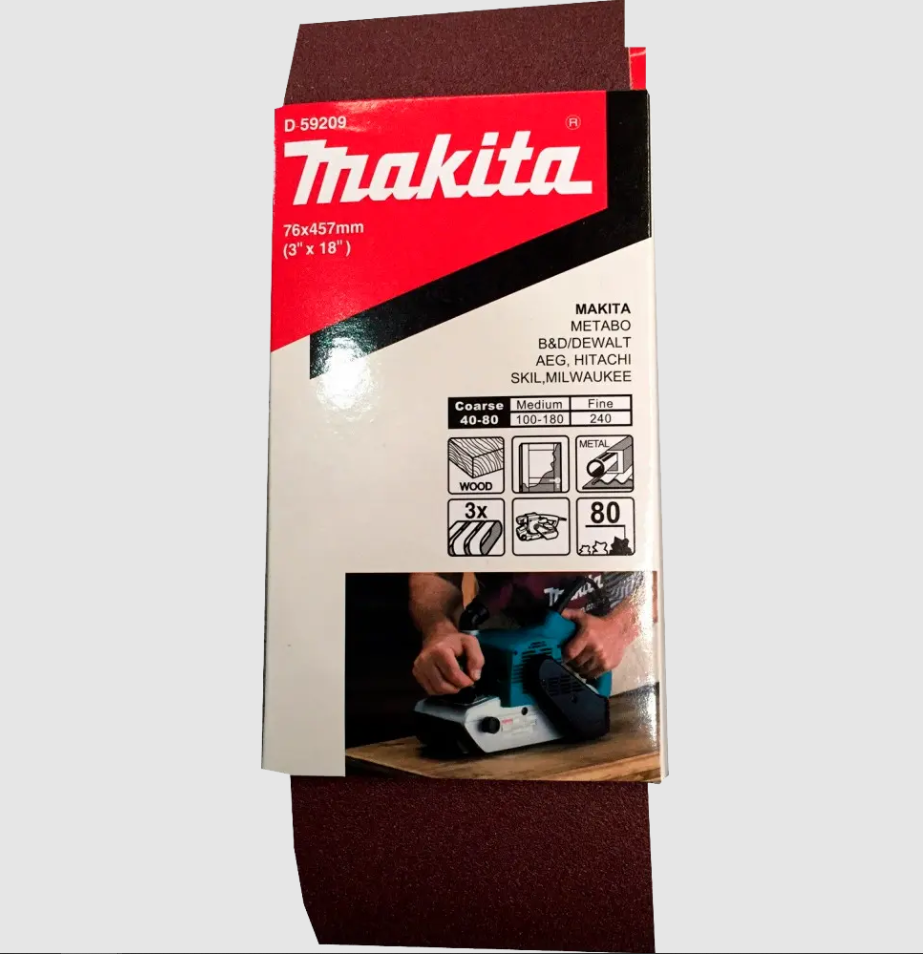 Lija de banda 3 pcs Madera/Metal 40-180 Grano Makita 2