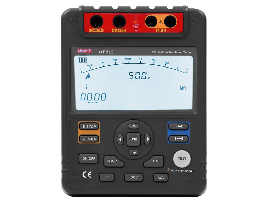 Medidor de Resistencia de Aislación Megóhmetro UT512 UNI-T 1