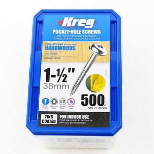 500 un. Tornillos De Zinc 38mm Rosca Fina 500 SML-F150-500 Kreg